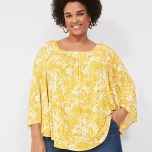 Lane Bryant Relaxed Square-Neck Trimmed Circle Drama Top